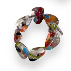 JACKIE BRAZIL “Diamonds” Cascade Flintstone Bone Resin  Bracelet